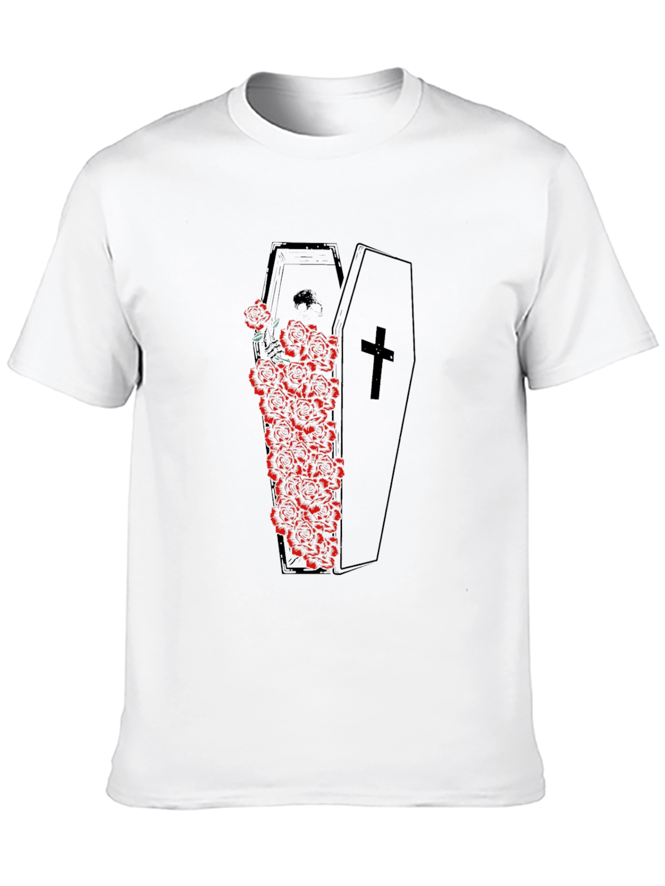 Gothic Coffin Roses Graphic Tee