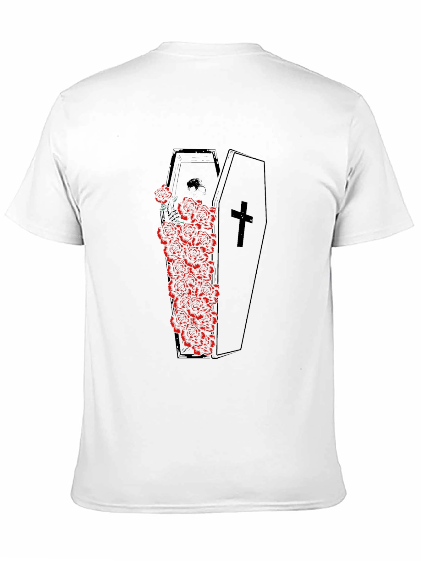Gothic Coffin Roses Graphic Tee