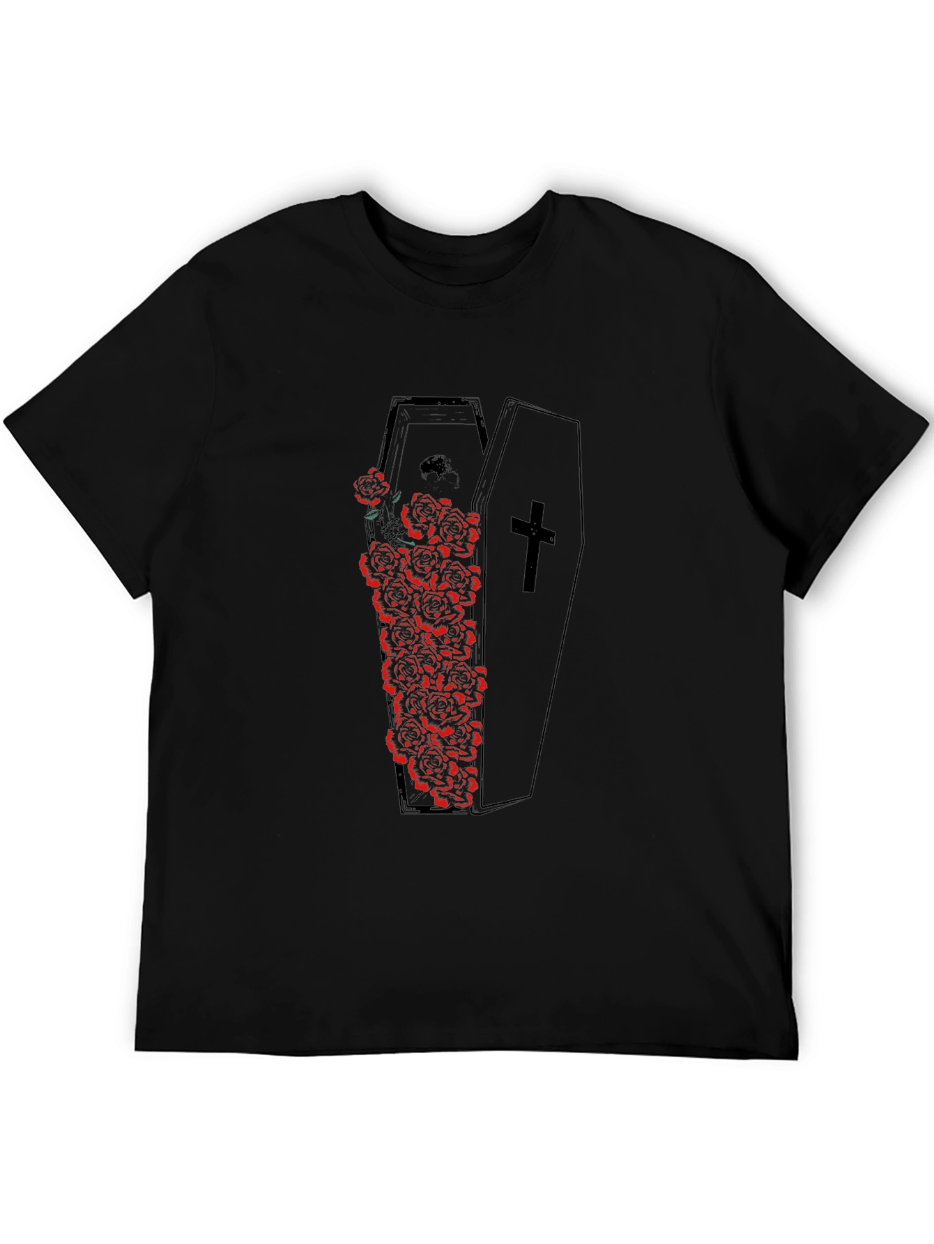 Gothic Coffin Roses Graphic Tee