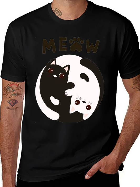 Yin Yang Cat T-Shirt - Meow Design