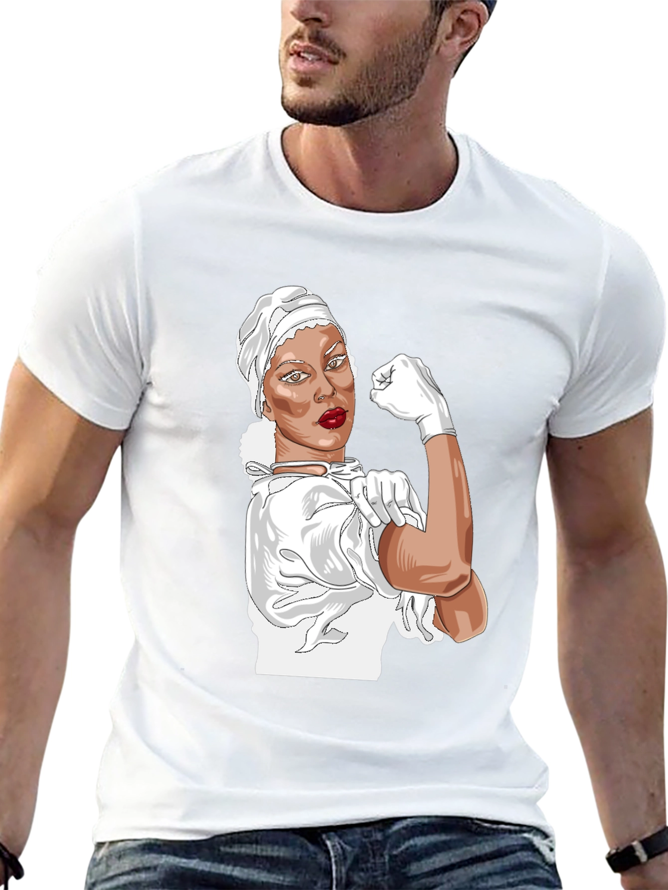 Rosie the Riveter Nurse T-Shirt - Empowering Design