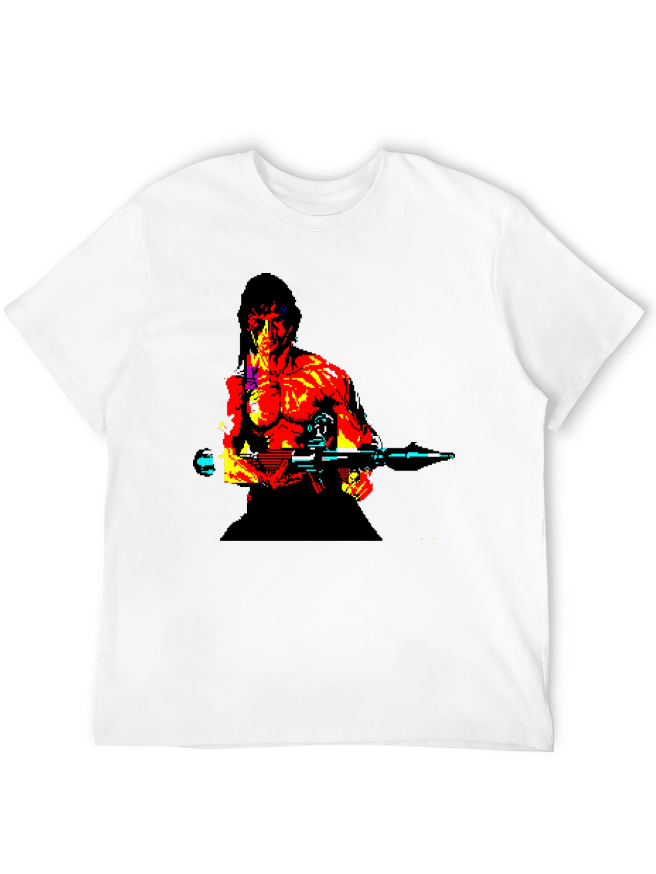 Retro Rambo Pixel Art T-Shirt - Black