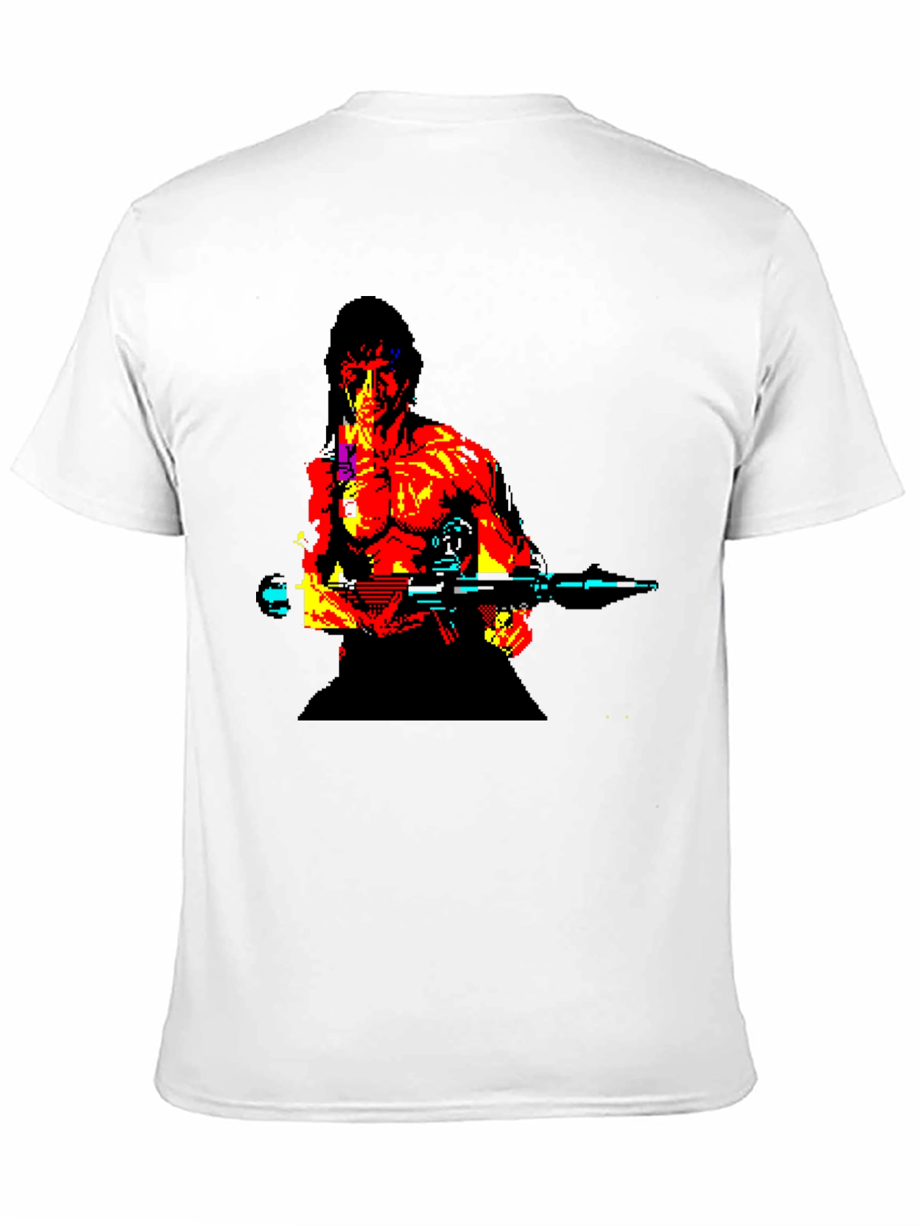 Retro Rambo Pixel Art T-Shirt - Black
