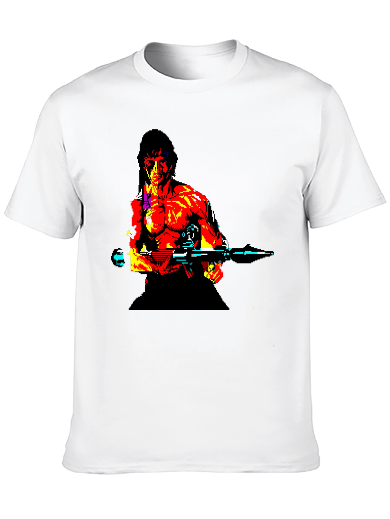 Retro Rambo Pixel Art T-Shirt - Black