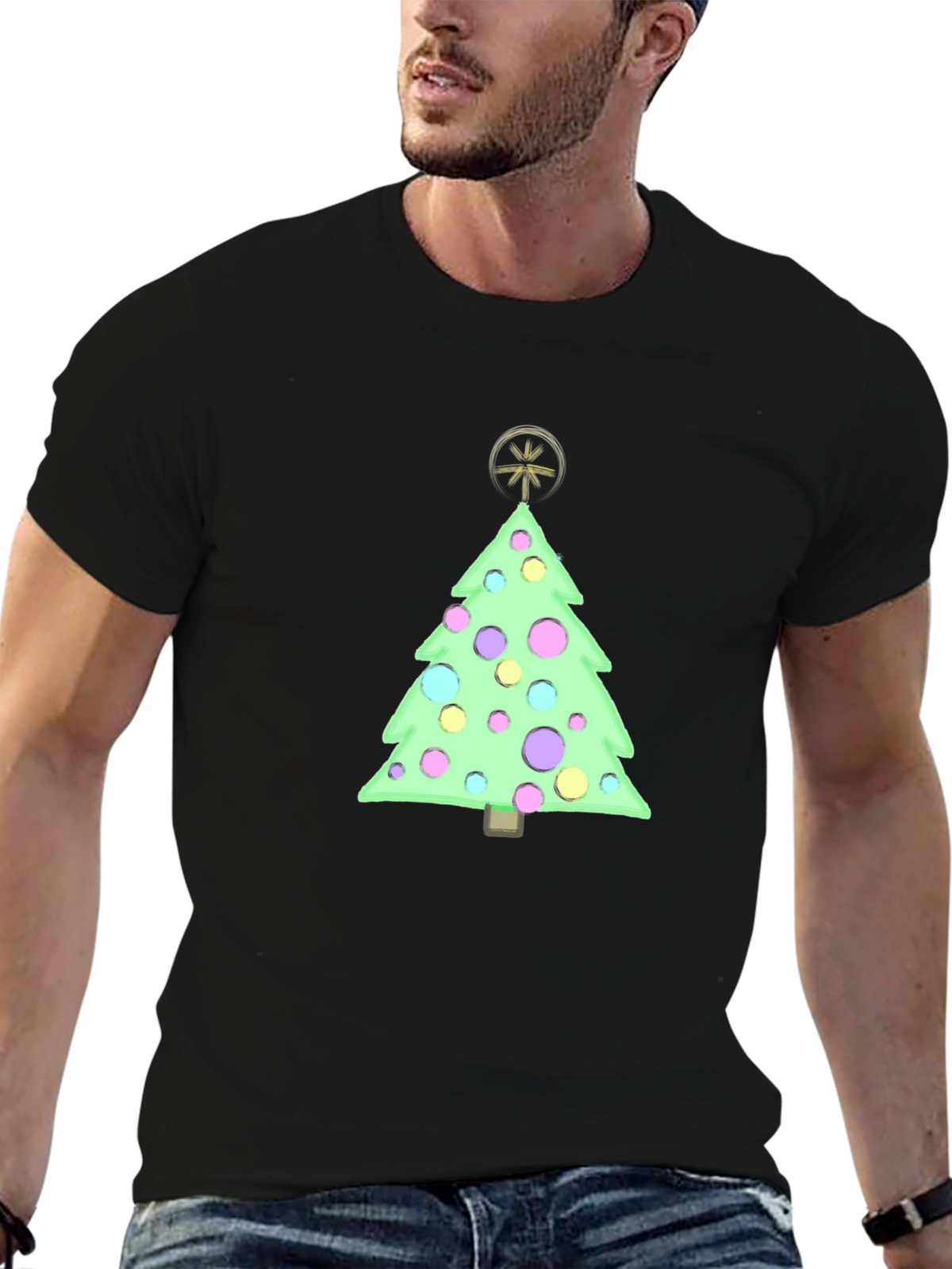 Festive Christmas Tree Graphic Tee - Holiday Cheer