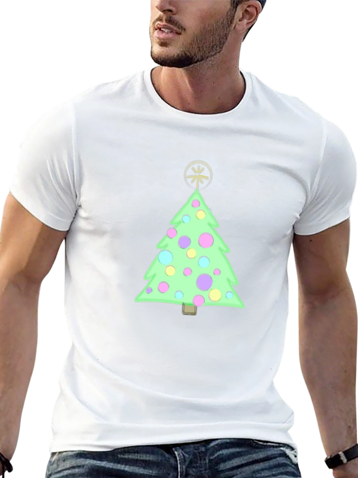 Festive Christmas Tree Graphic Tee - Holiday Cheer