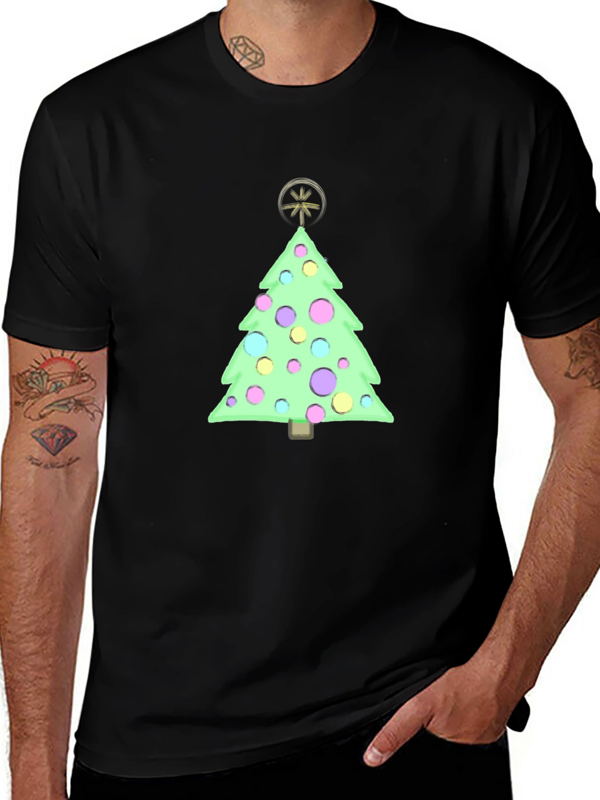Festive Christmas Tree Graphic Tee - Holiday Cheer