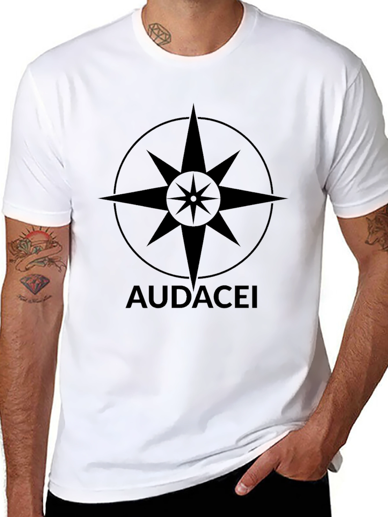 Audacei Star Compass Black T-Shirt