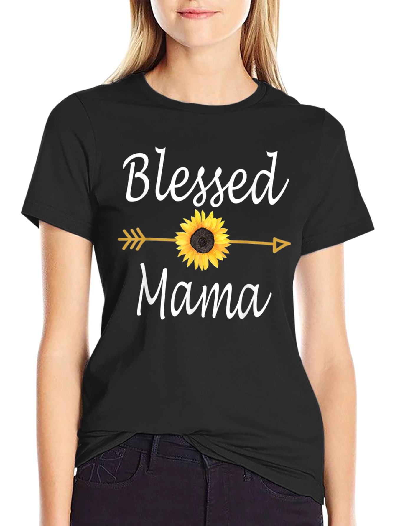 Blessed Mama Sunflower Graphic T-Shirt