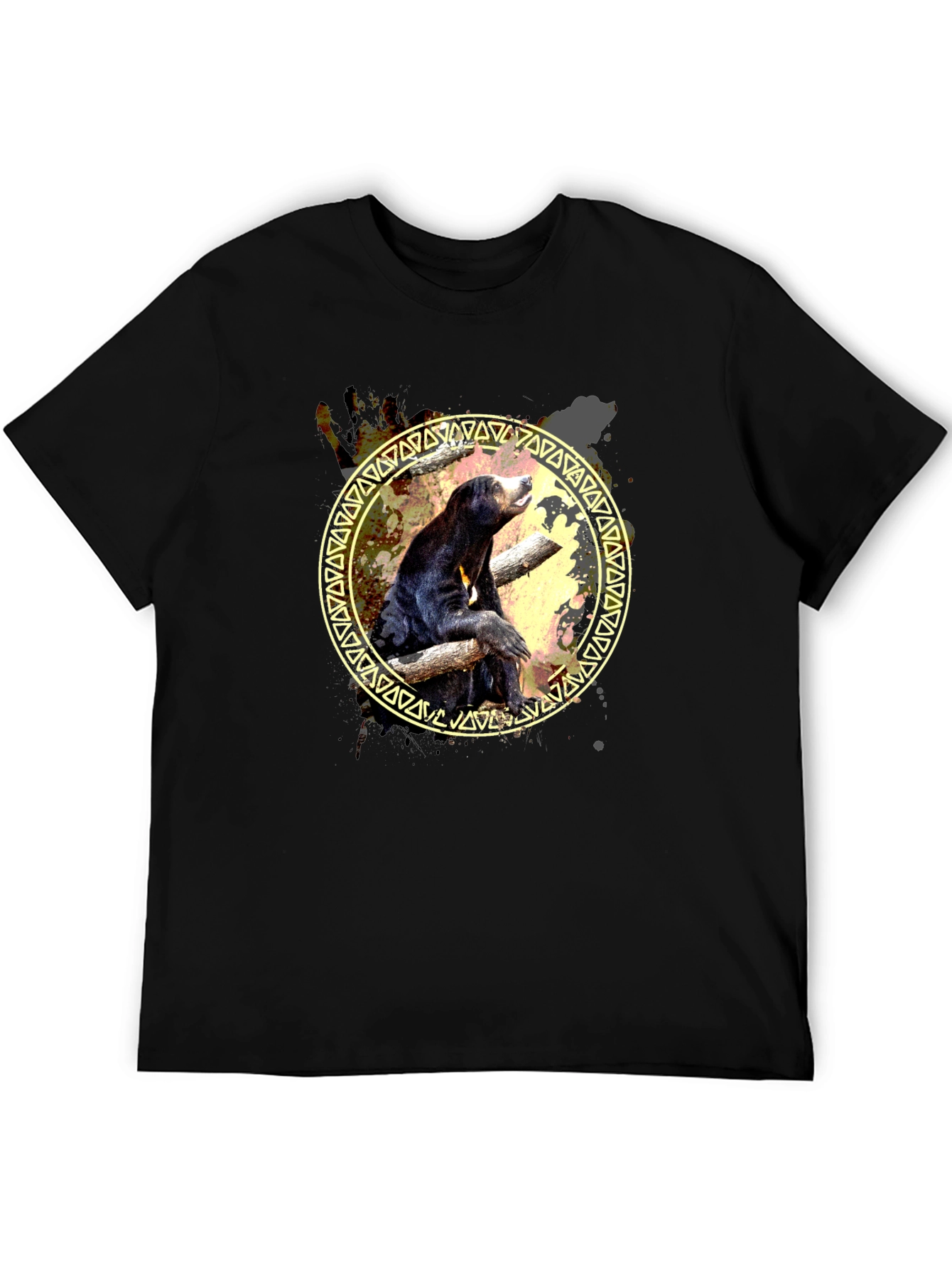 Sun Bear Graphic Print Tee - Black