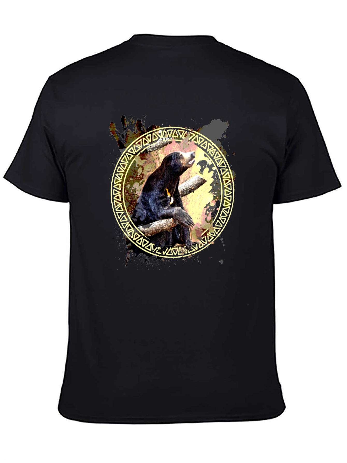 Sun Bear Graphic Print Tee - Black
