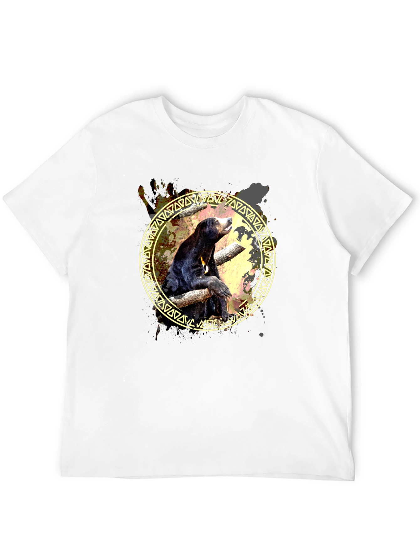 Sun Bear Graphic Print Tee - Black