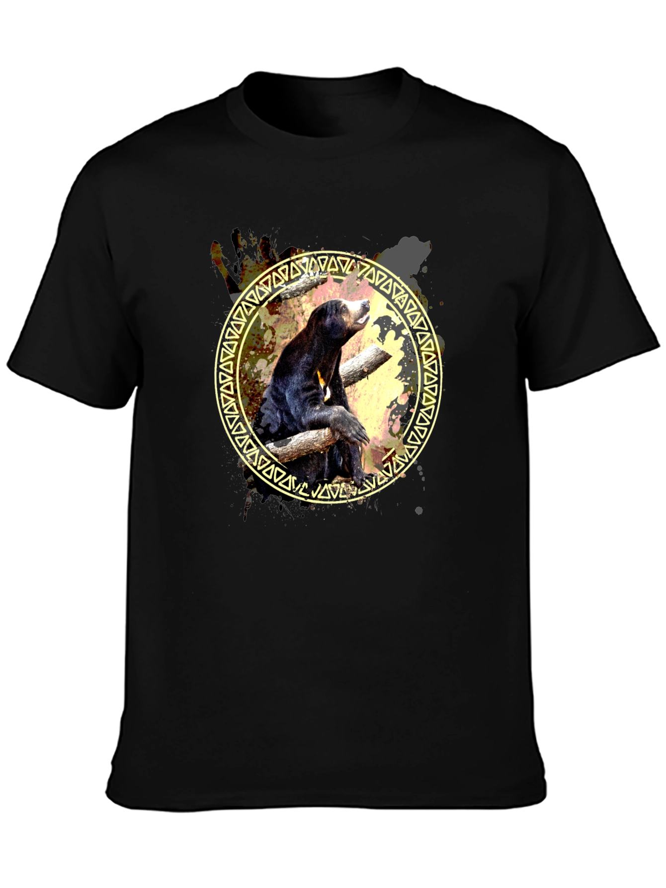 Sun Bear Graphic Print Tee - Black