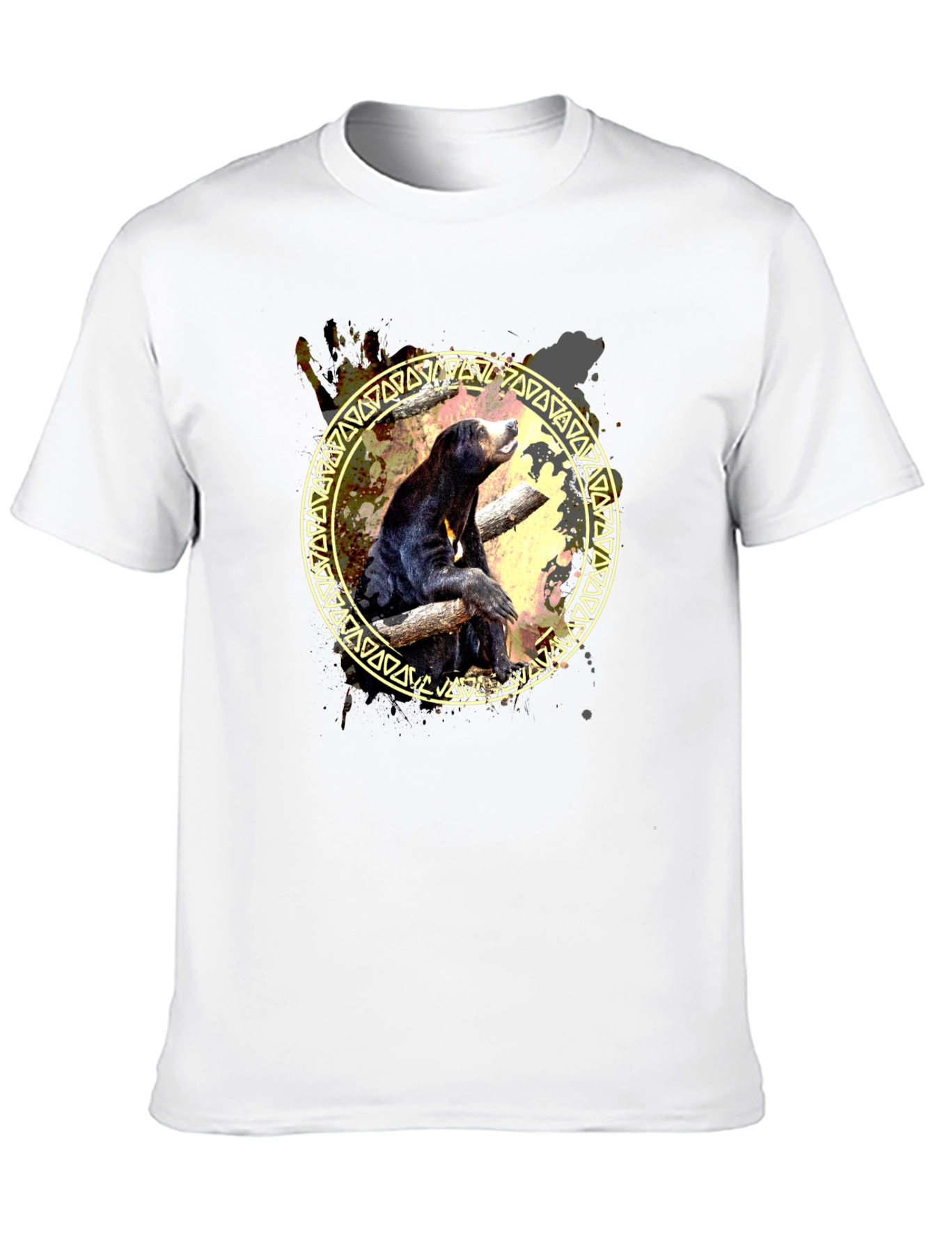 Sun Bear Graphic Print Tee - Black