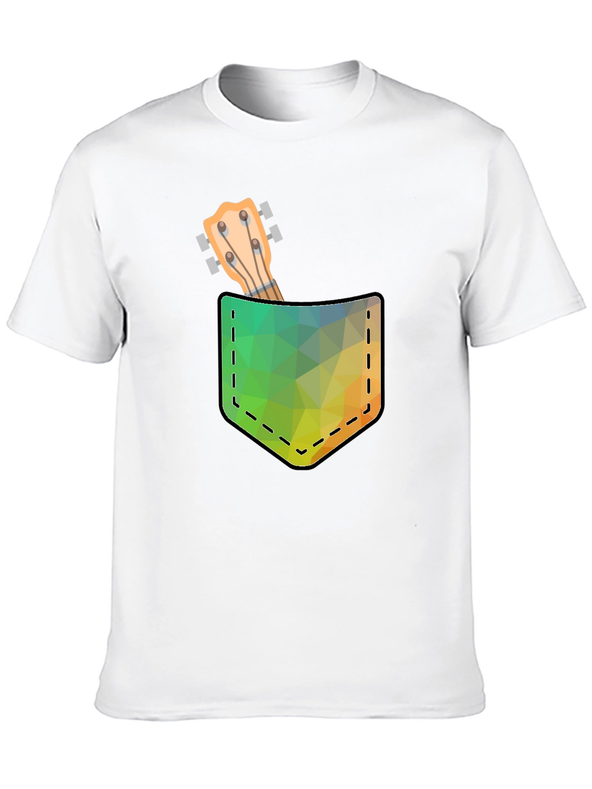 Geometric Ukulele Pocket Print T-Shirt