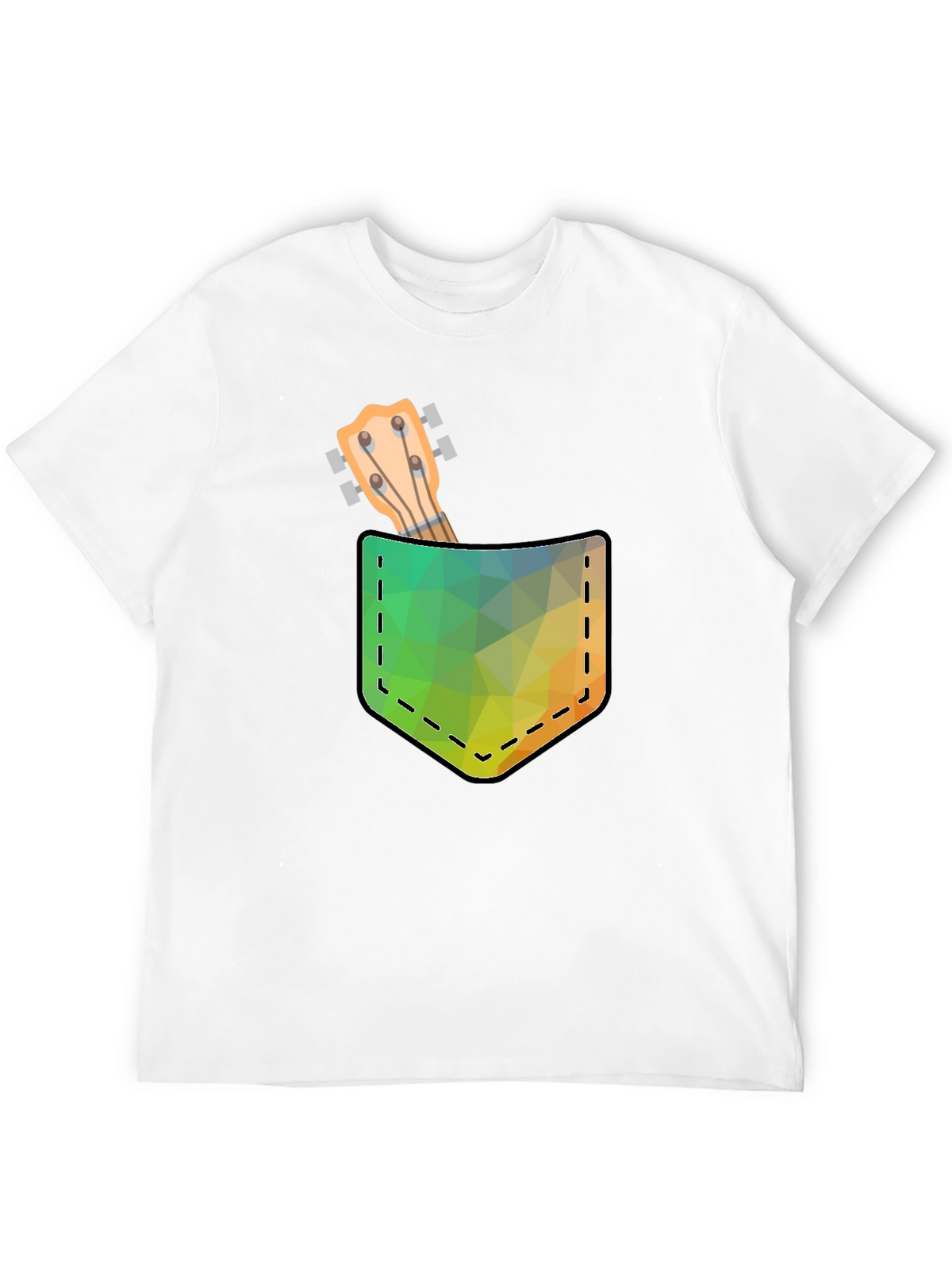 Geometric Ukulele Pocket Print T-Shirt