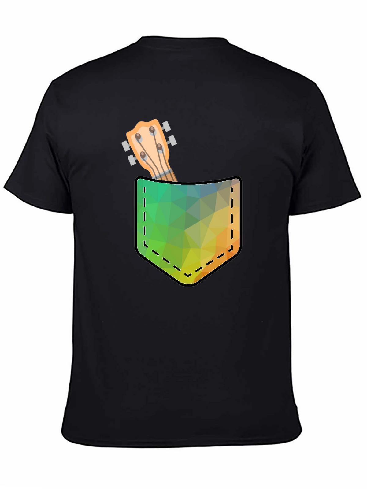 Geometric Ukulele Pocket Print T-Shirt