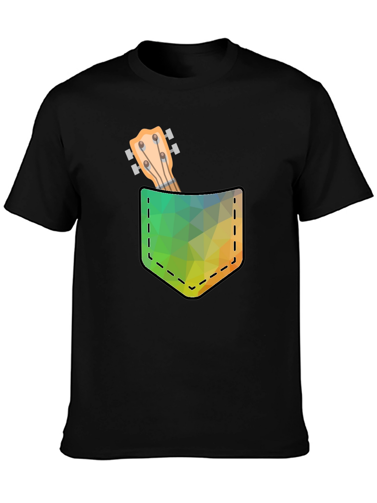 Geometric Ukulele Pocket Print T-Shirt