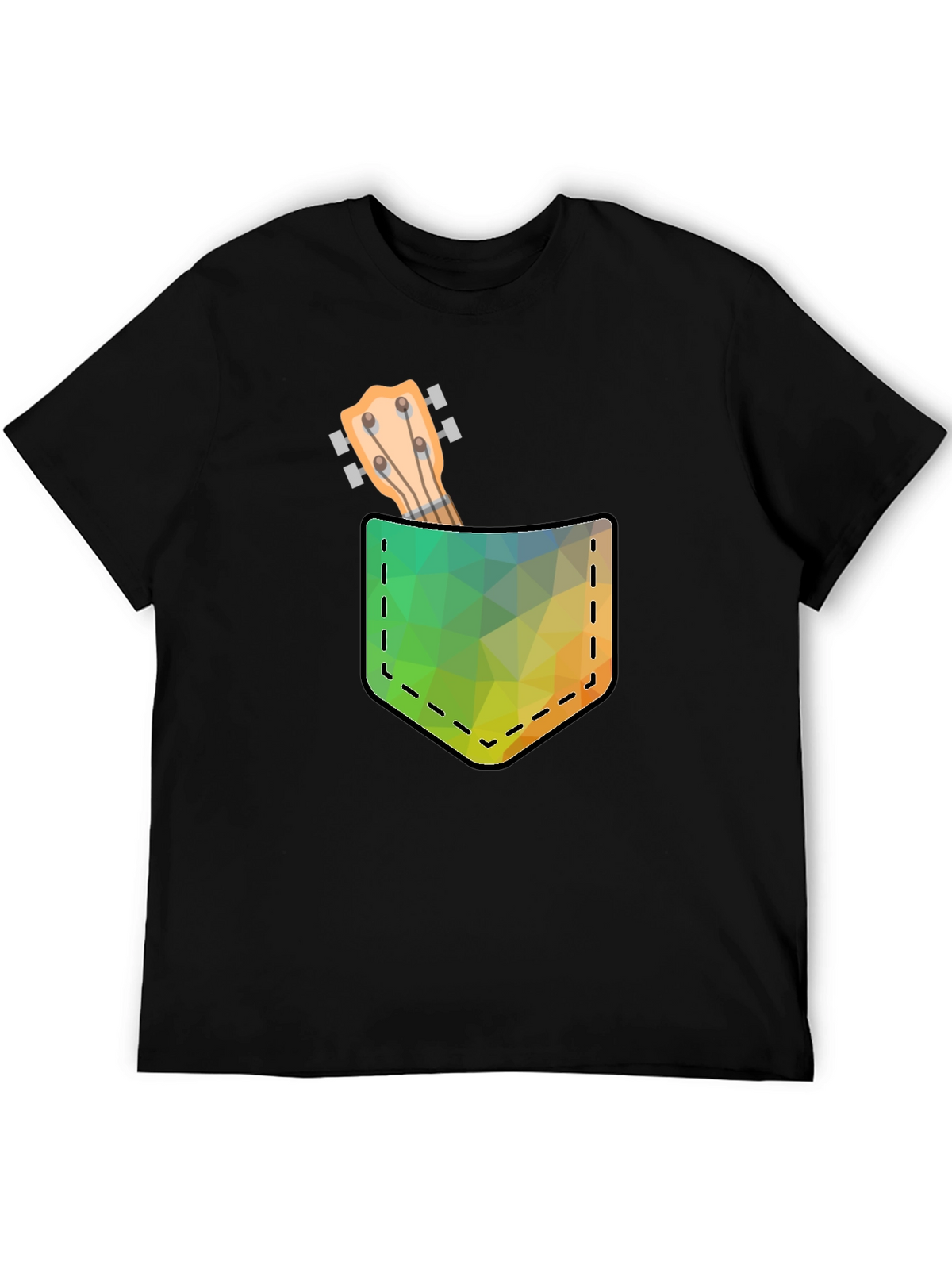 Geometric Ukulele Pocket Print T-Shirt