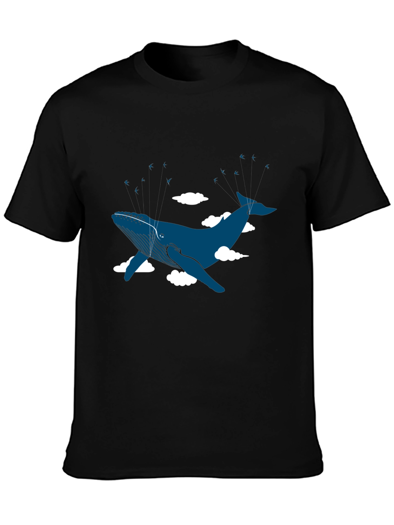 Whale in the Clouds Graphic Tee - Black Cotton