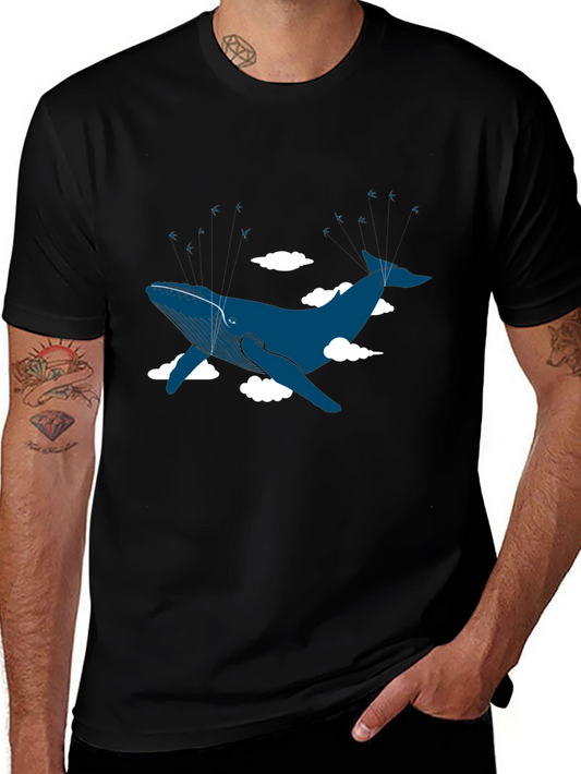 Whale in the Clouds Graphic Tee - Black Cotton