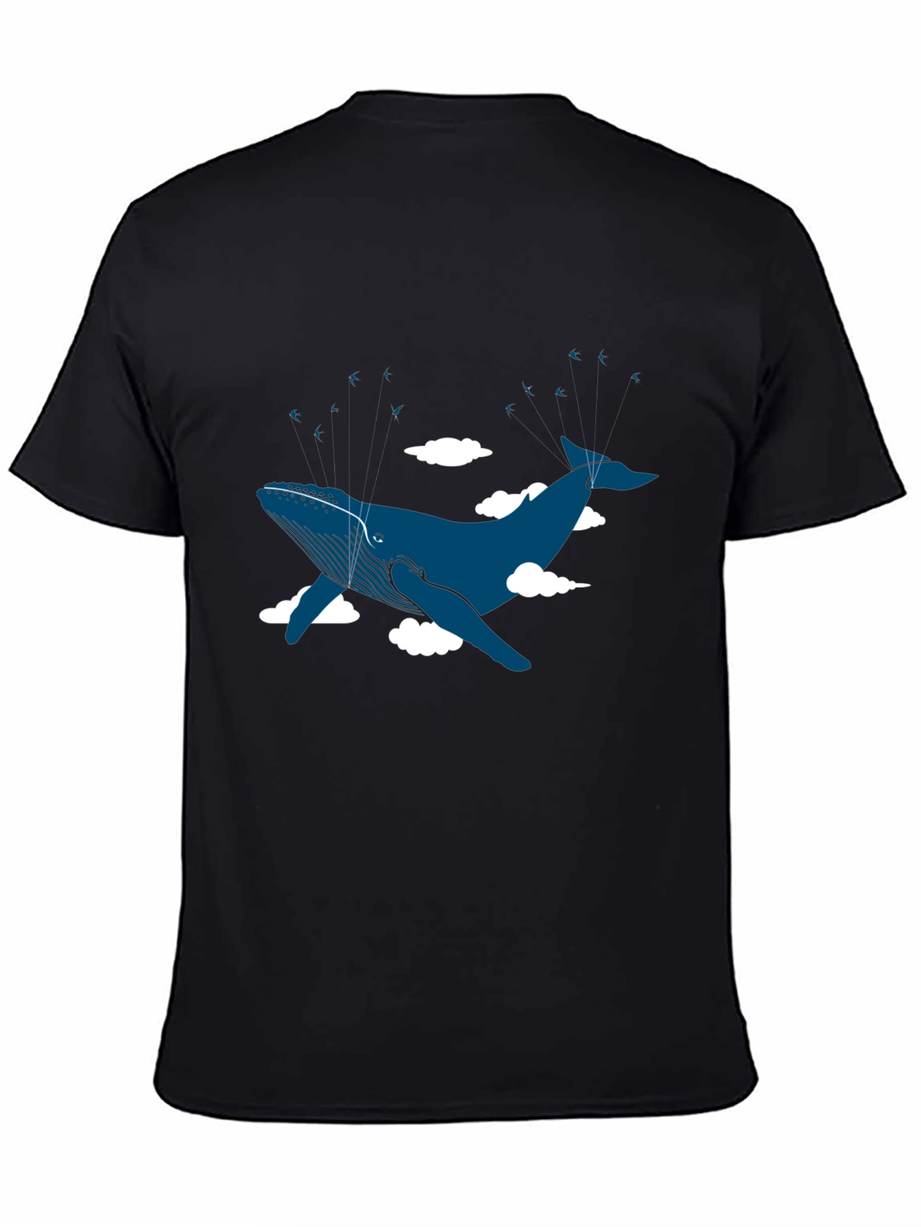Whale in the Clouds Graphic Tee - Black Cotton