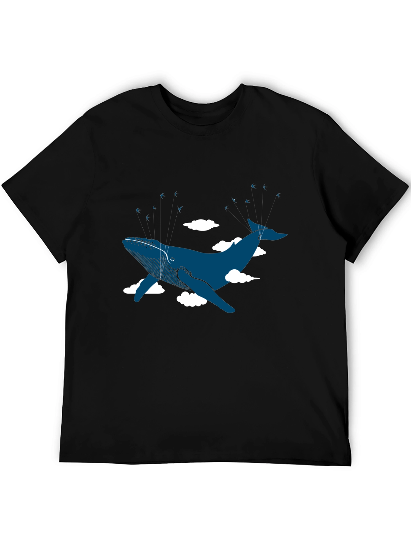 Whale in the Clouds Graphic Tee - Black Cotton