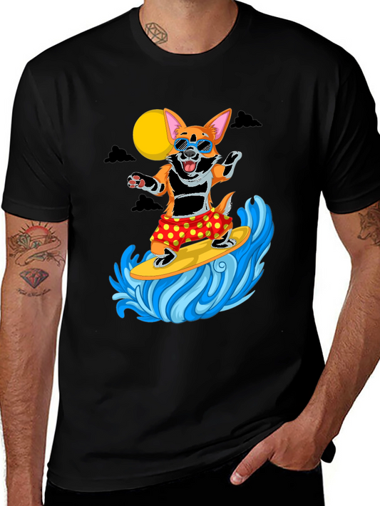 Surfing Corgi T-Shirt -  Fun Novelty Tee