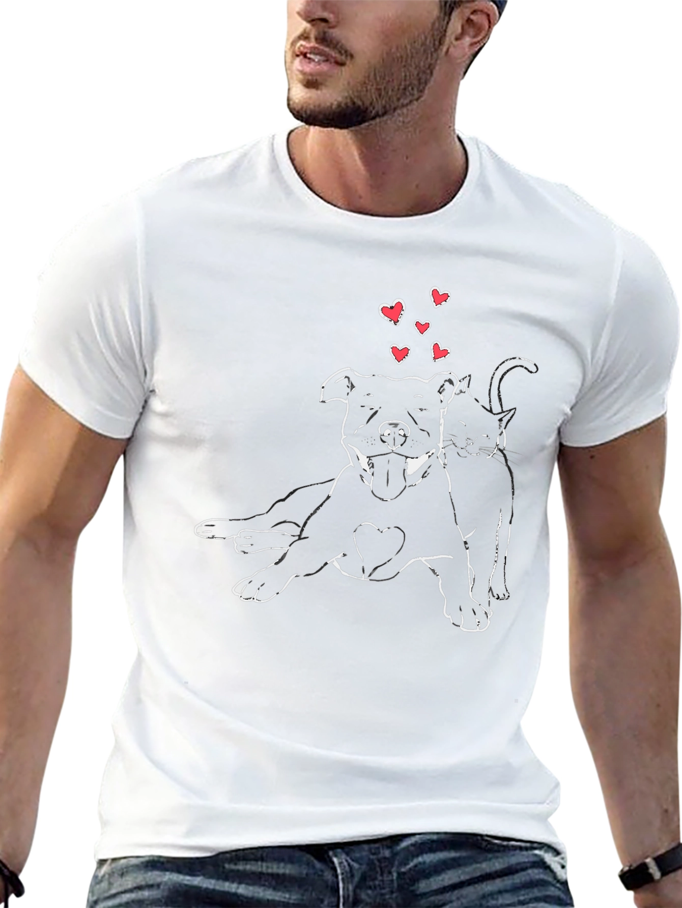 Dog and Cat Love T-Shirt - Unisex