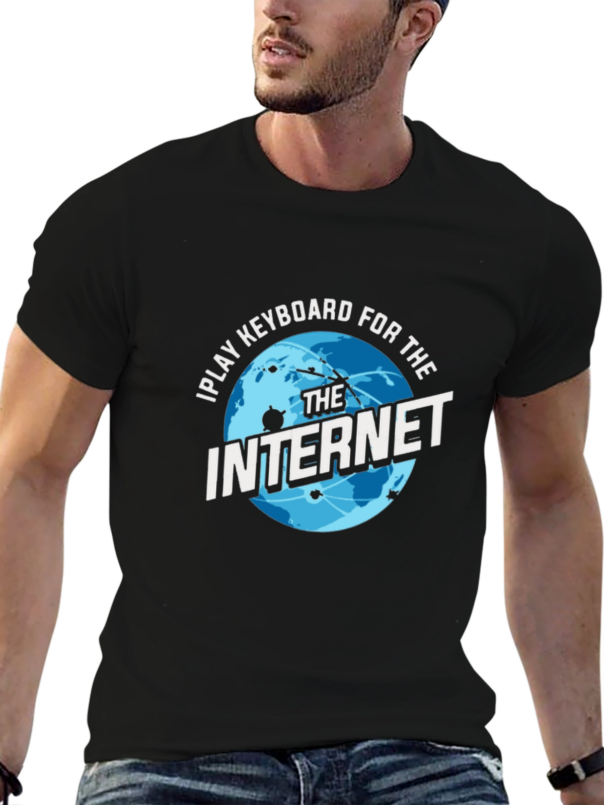 I Play Keyboard For The Internet Black T-Shirt