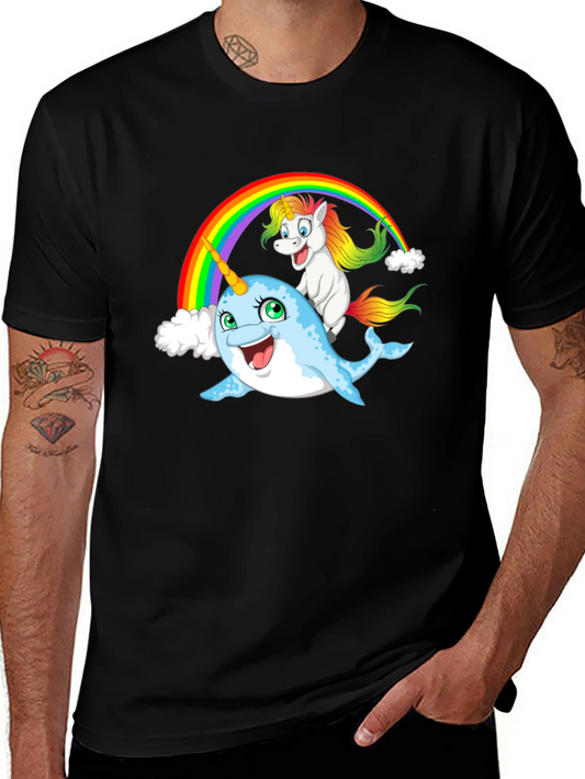 Narwhal & Unicorn Rainbow Graphic Tee