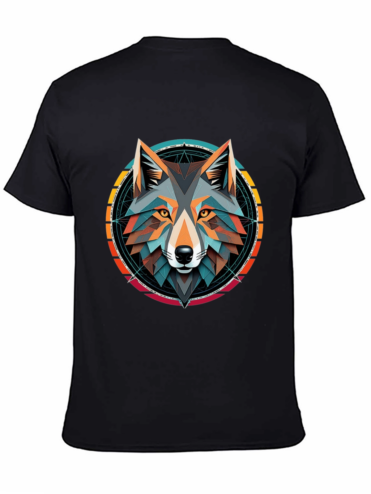 Geometric Wolf Head Graphic Tee - Stylish Unisex Design