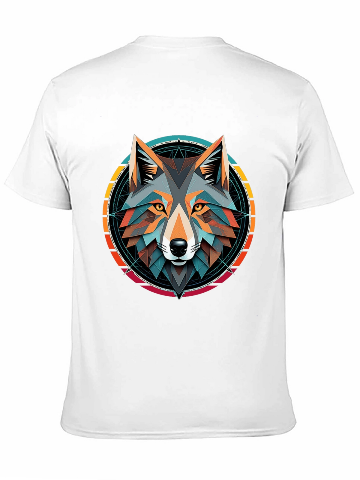 Geometric Wolf Head Graphic Tee - Stylish Unisex Design