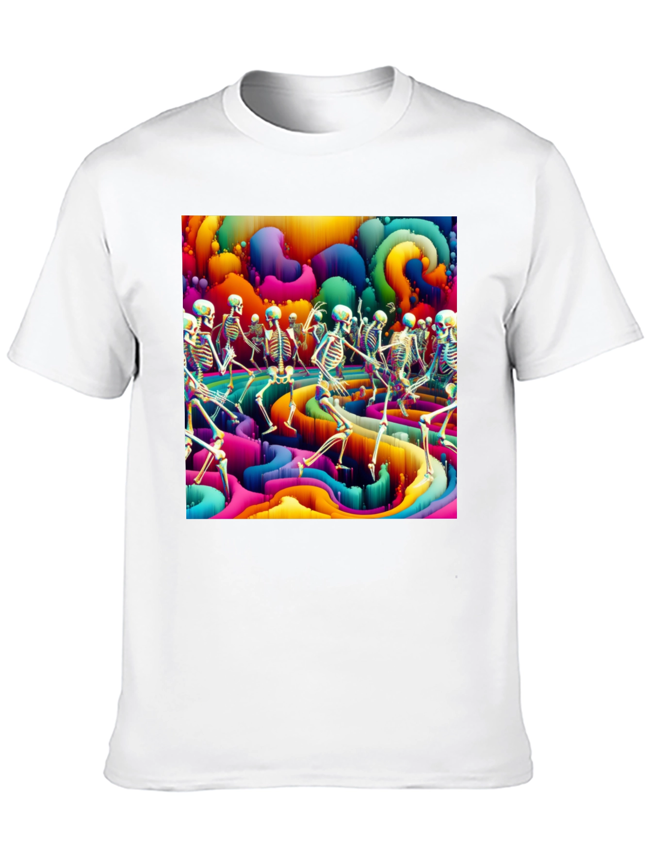 Psychedelic Dancing Skeletons Graphic Tee
