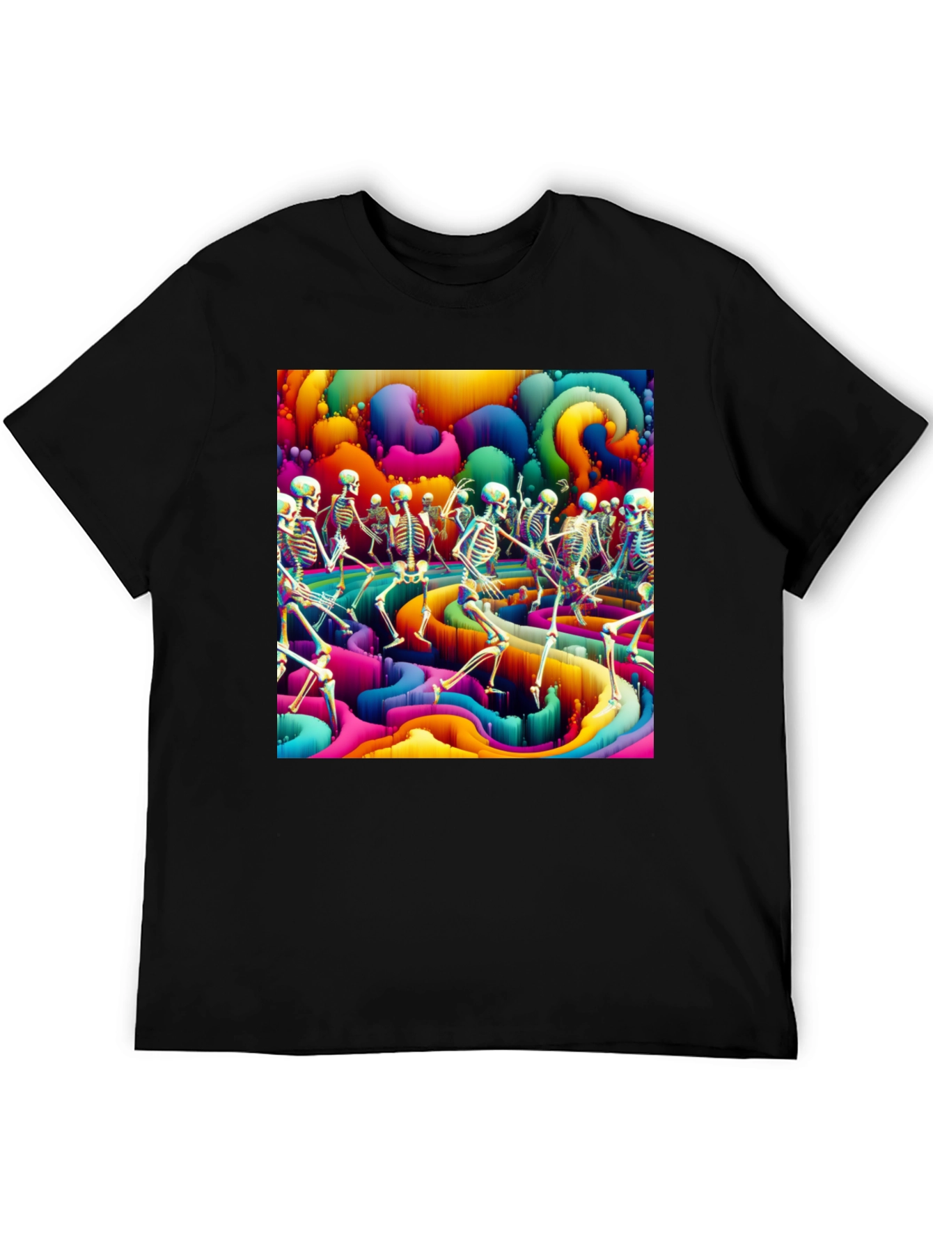 Psychedelic Dancing Skeletons Graphic Tee