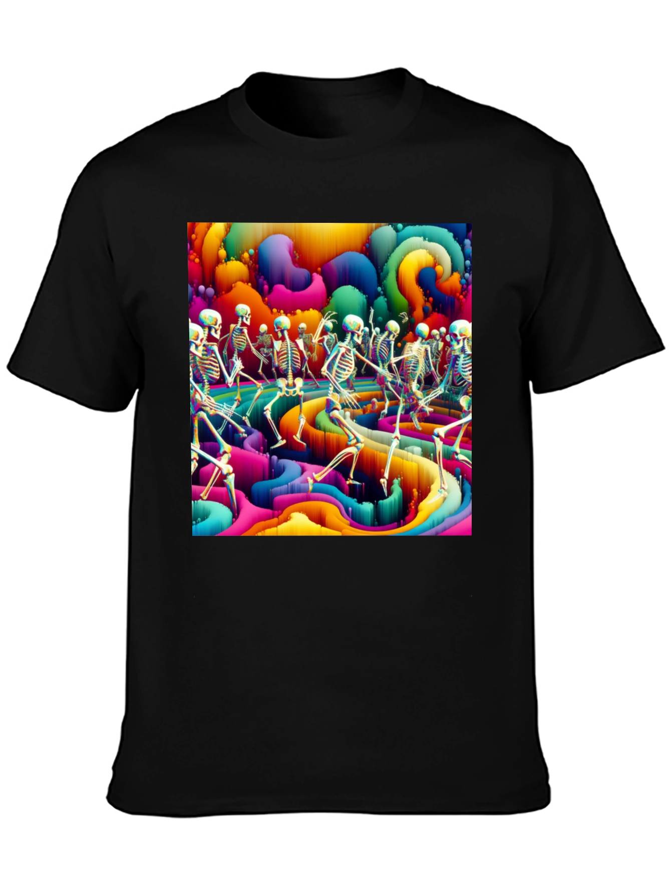 Psychedelic Dancing Skeletons Graphic Tee