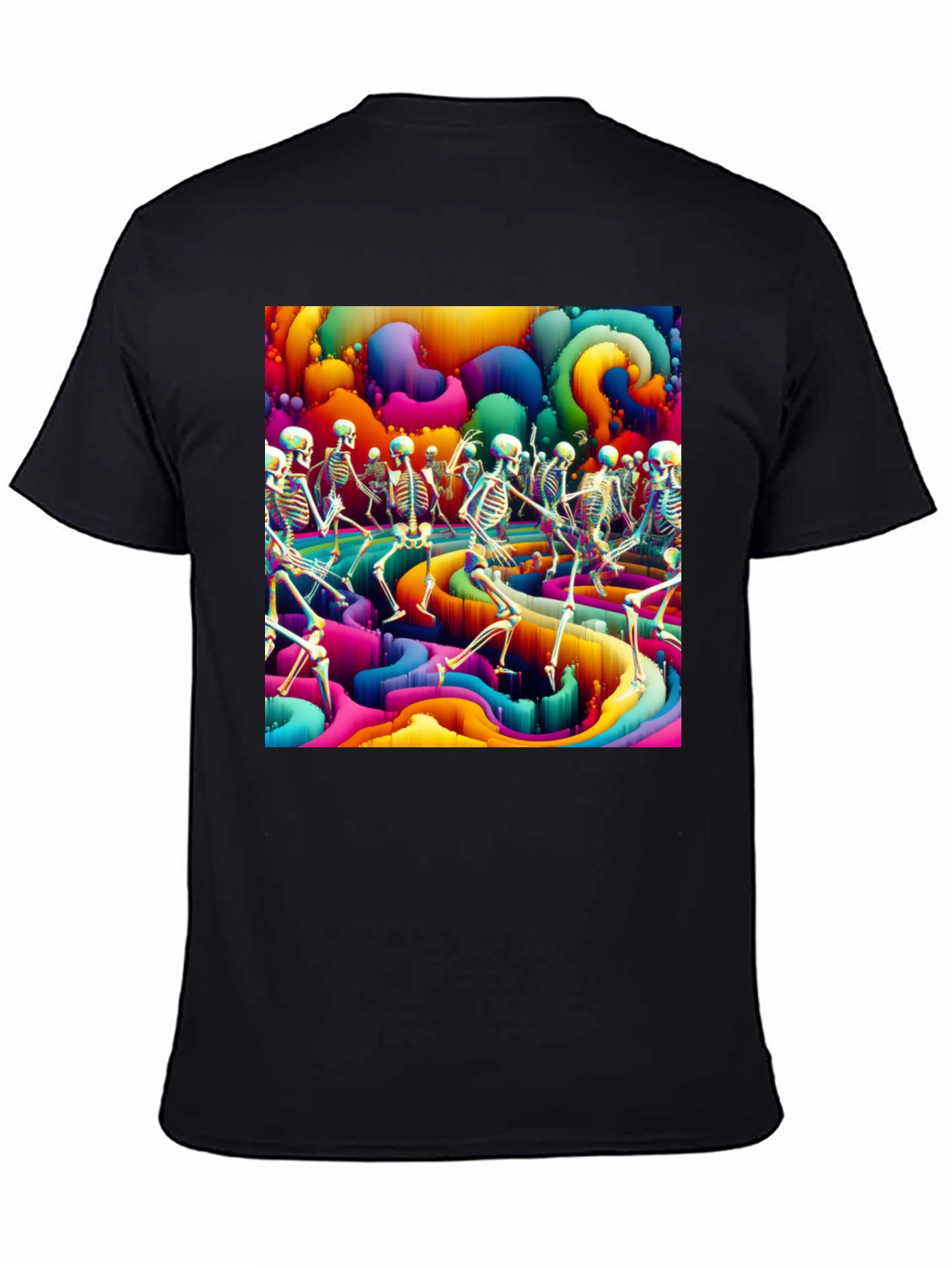 Psychedelic Dancing Skeletons Graphic Tee