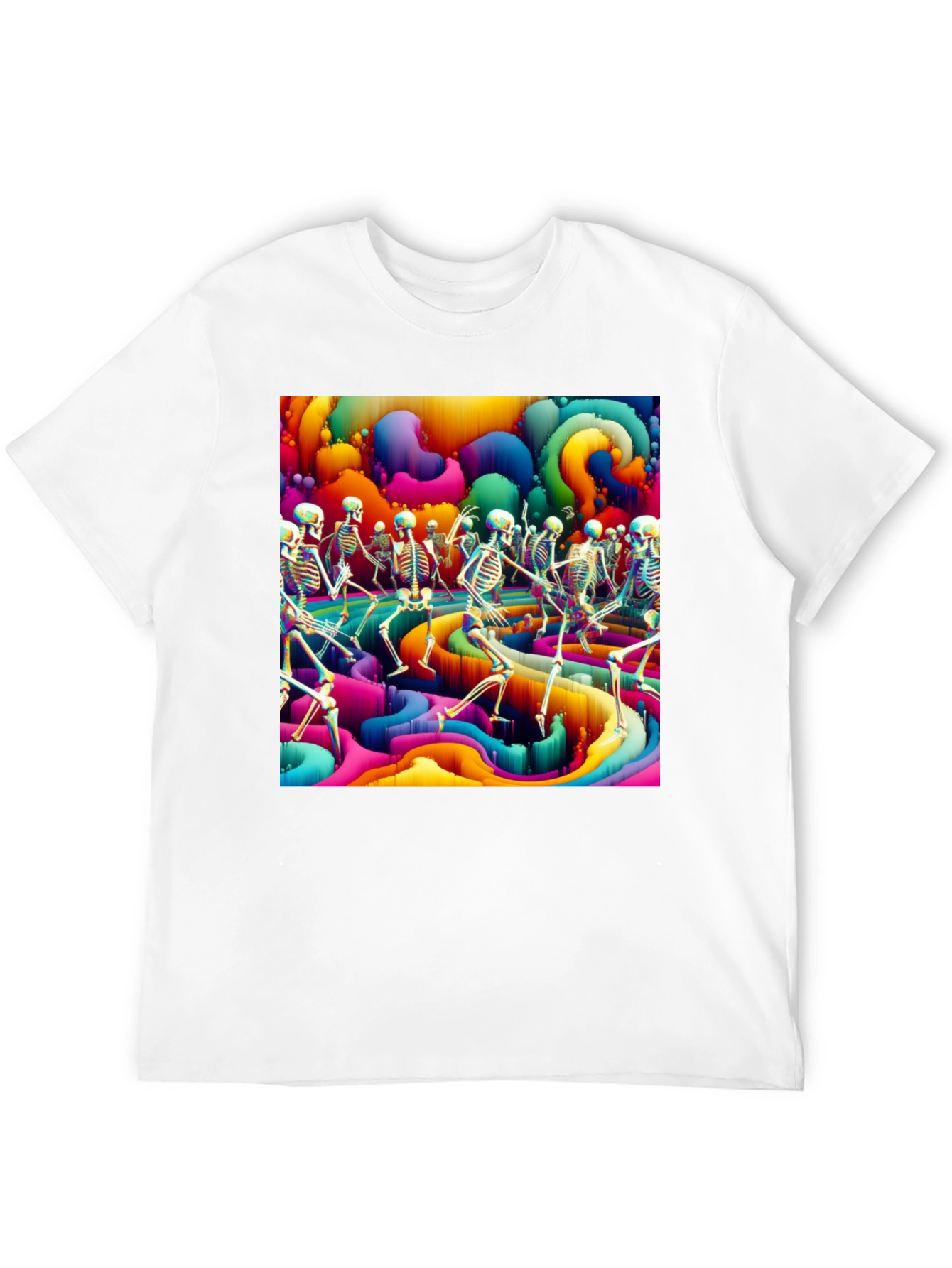 Psychedelic Dancing Skeletons Graphic Tee