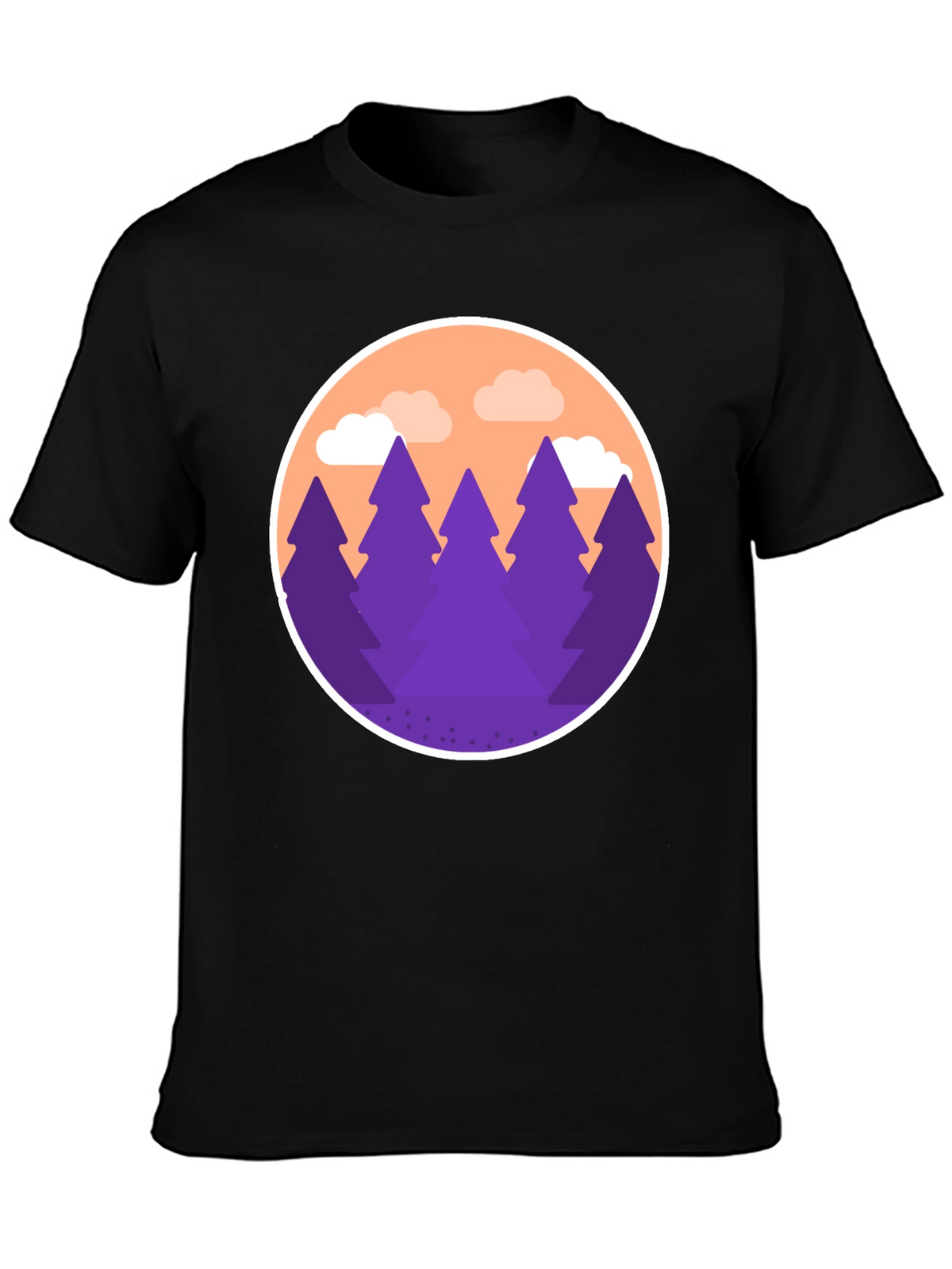 Mountain Trees Graphic Tee - Black Cotton Blend