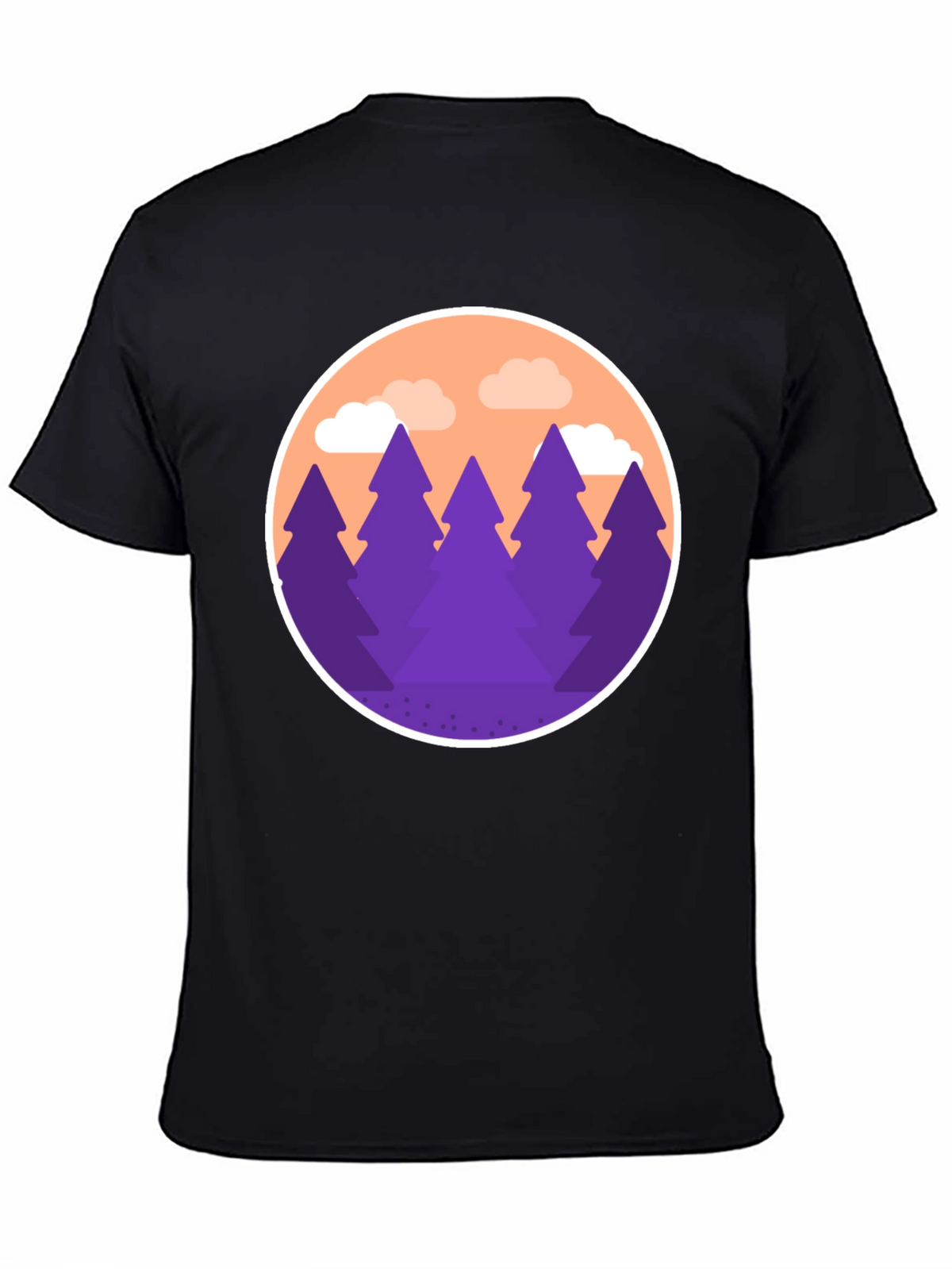 Mountain Trees Graphic Tee - Black Cotton Blend