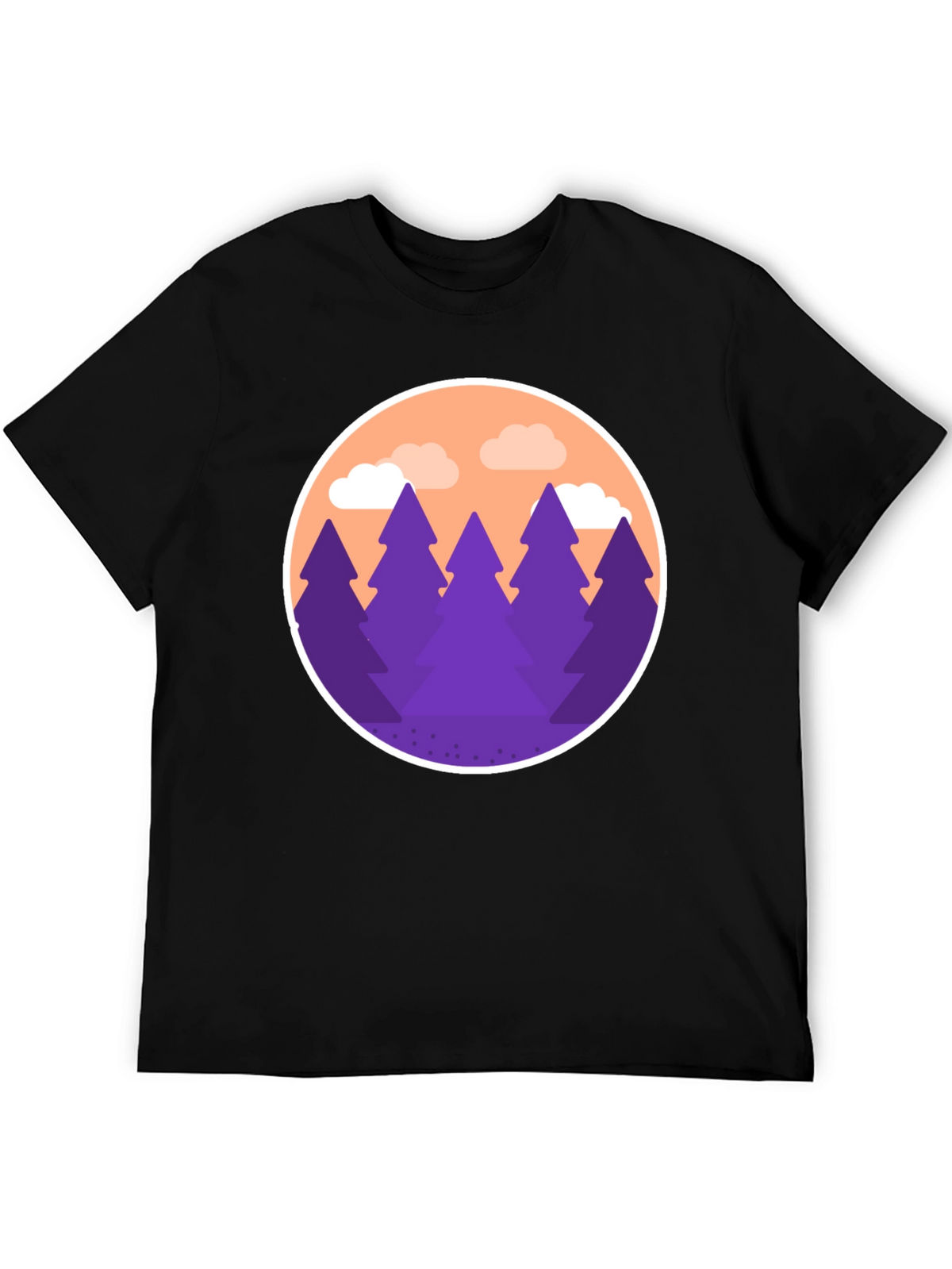Mountain Trees Graphic Tee - Black Cotton Blend