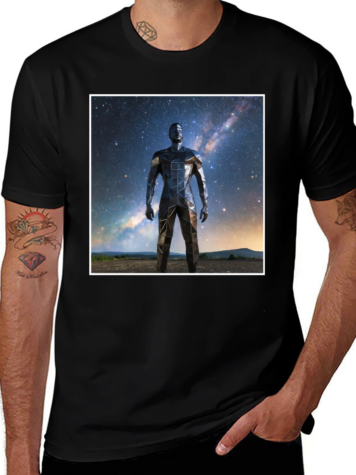 Geometric Man Galaxy Black T-Shirt