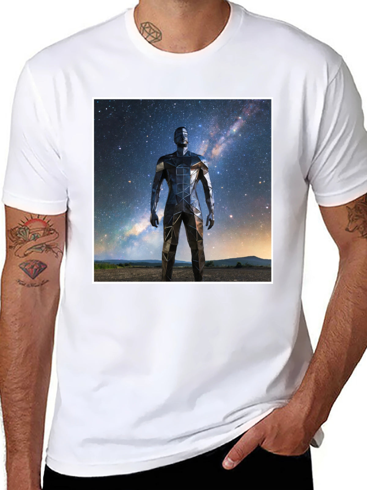 Geometric Man Galaxy Black T-Shirt
