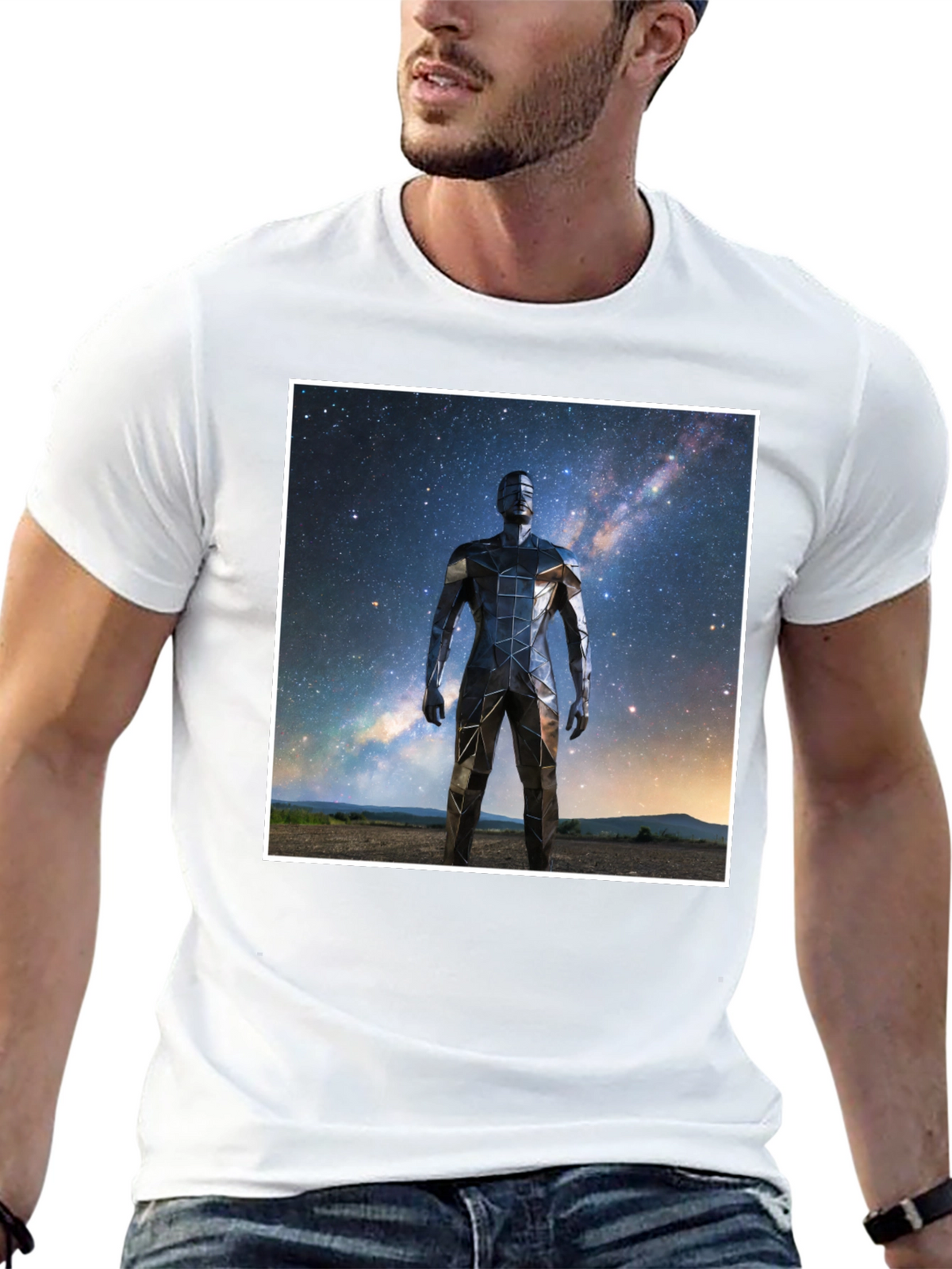 Geometric Man Galaxy Black T-Shirt