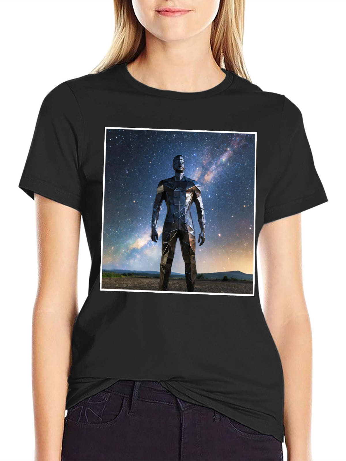 Geometric Man Galaxy Black T-Shirt