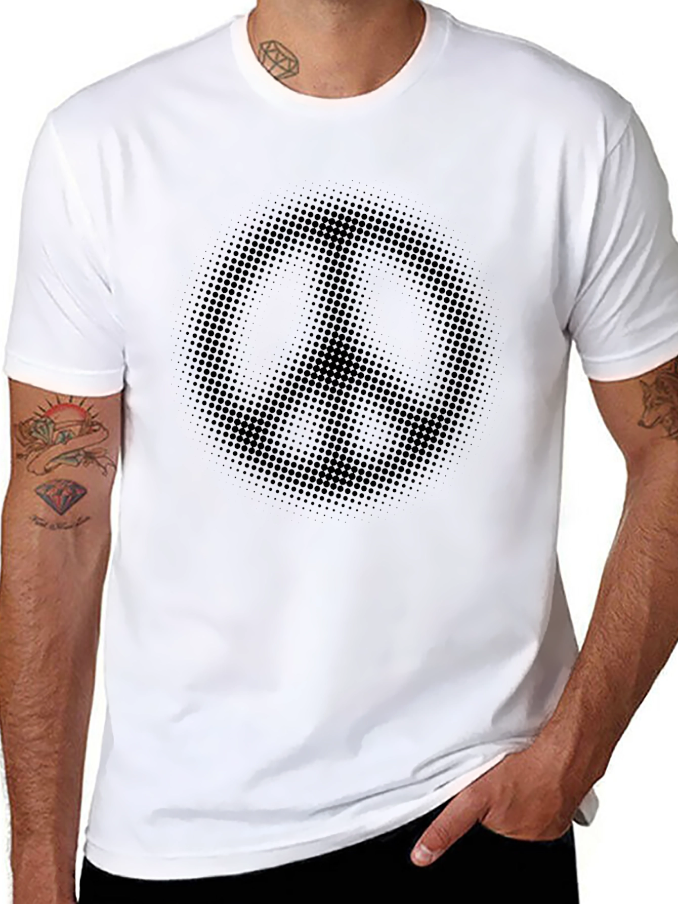 Dotted Peace Sign Graphic Black T-Shirt
