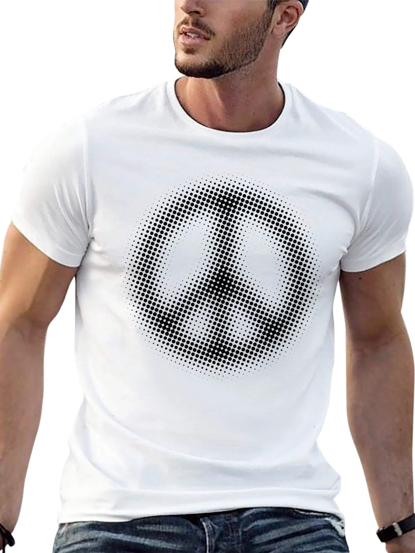 Dotted Peace Sign Graphic Black T-Shirt