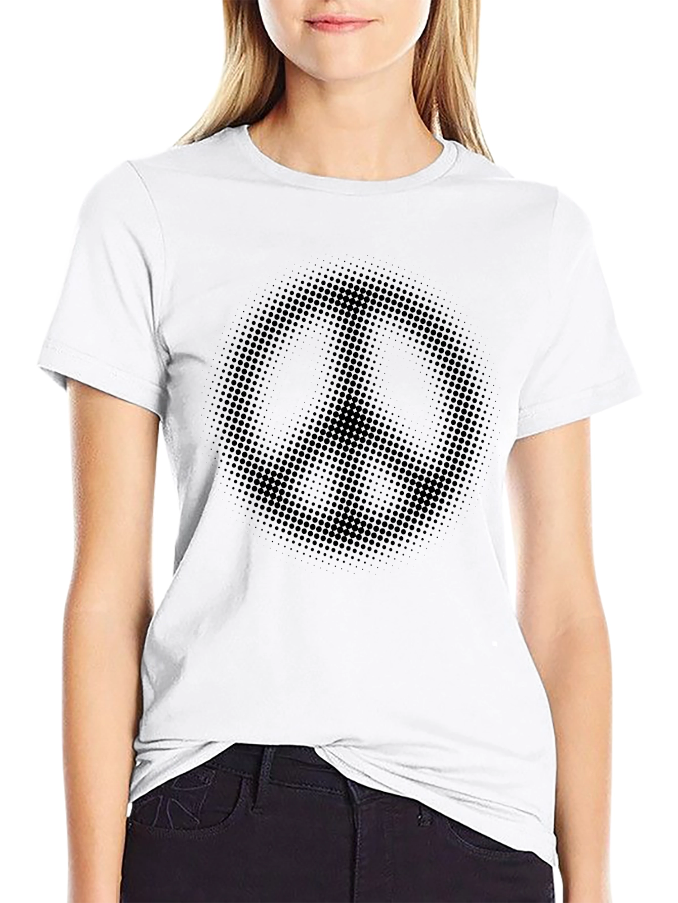 Dotted Peace Sign Graphic Black T-Shirt