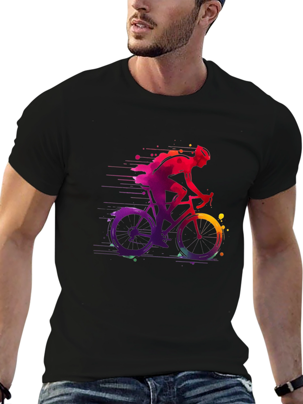 Mens Bicycle Graphic Tee - Vibrant Cycling Shirt