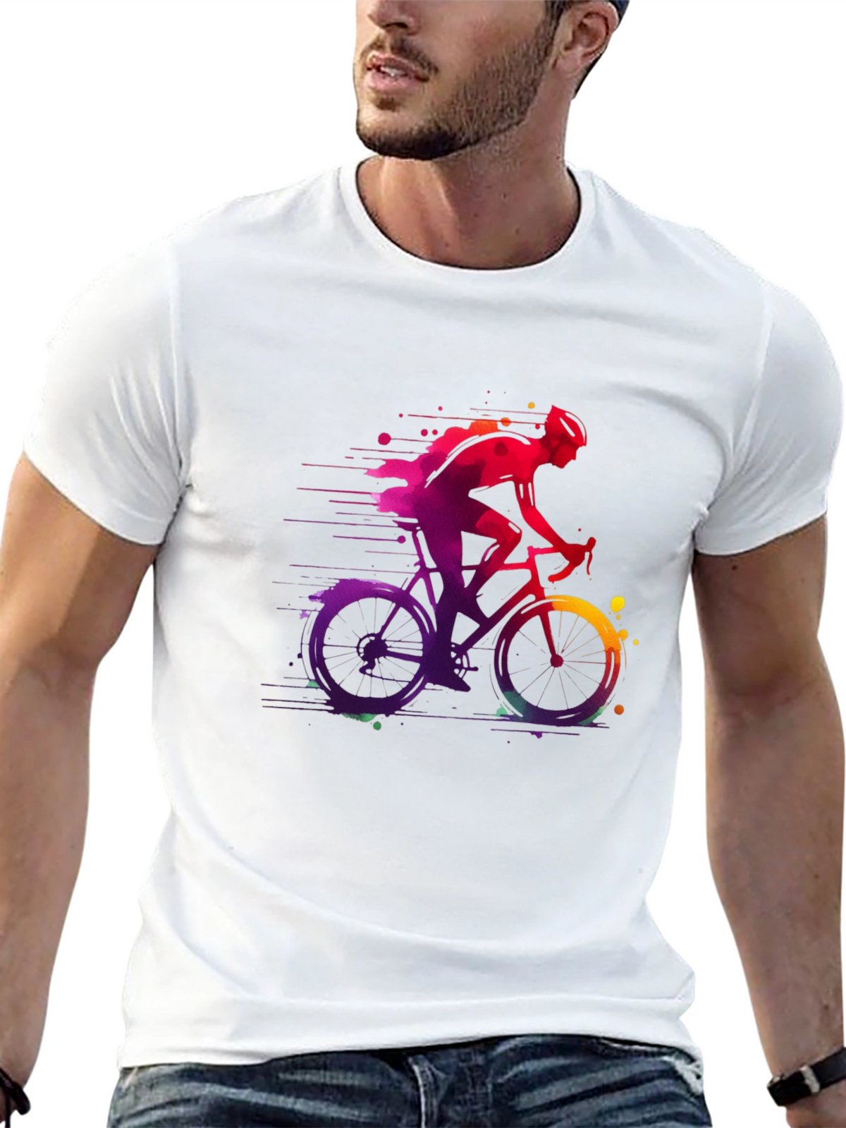 Mens Bicycle Graphic Tee - Vibrant Cycling Shirt